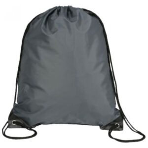 Dark Grey Polyester Drawstring Bag 1