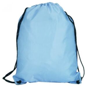 Light Blue Polyester Drawstring Bag 1