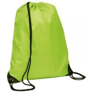 Lime Green Polyester Drawstring Bag 1